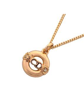 Dior Necklace CD Logo Gold Plated Rhinestone